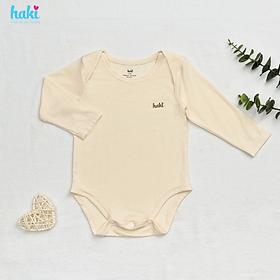 Body chip dài tay vai chồm vải sợi tre cao cấp HAKI (2,5-12kg); bodysuit cho bé trai bé gái; body cho bé sơ sinh chất liệu Bamboo siêu mềm mịn BB044