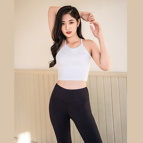 Áo tập Yoga Gym croptop 2 dây đan chéo Hibi Sports Mã CR806 có mút nâng ngực bên trong