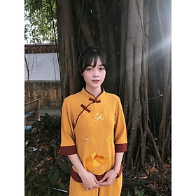 ĐỒ LAM ĐI CHÙA  Mẫu Đài Loan Thêu Hoa Sen