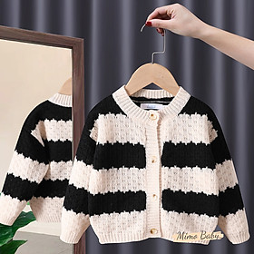Áo cardigan len kẻ sọc basic mùa thu đông cho bé style Hàn Quốc QA64 Mimo Baby