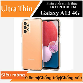 Ốp lưng silicon dẻo trong suốt mỏng 0.6mm cho Samsung Galaxy A13 hiệu Ultra Thin độ trong tuyệt đối chống trầy xước - Hàng nhập khẩu