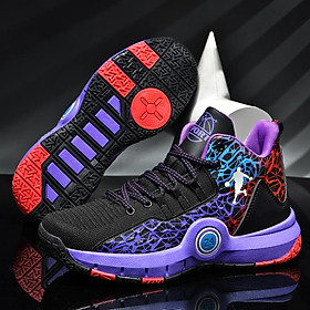 Giày Bóng Rổ Trẻ Em 2022 Mới Giày Trẻ Em Lưới Giày Thể Thao Bé Trai Chạy Bộ Giày Thể Thao Ngoài Trời Color: Black violet T601 Shoe Size: 36