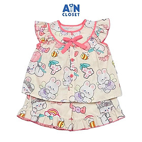 Bộ quần áo Ngắn bé gái họa tiết Thỏ Và Ong Vàng Cotton - AICDBGZUPJXU - AIN Closet