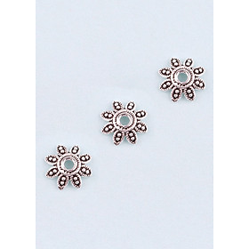 Combo 10 cái charm bạc chụp hạt họa tiết hoa văn lá 8 cánh - Ngọc Quý Gemstones