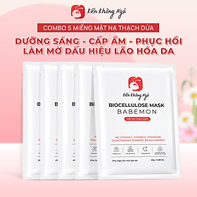 Combo 5 miếng Mặt nạ thạch dừa Biocellulose Mask Babemon dưỡng sáng da, cấp ẩm, phục hồi, làm mờ dấu hiệu lão hóa da