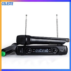 Bộ Micro Hát Karaoke Không Dây Chuyên Nghiệp Có Màn Hình LCD - Đen