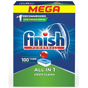 Hộp 100 viên rửa chén Finish All In 1 Dishwasher Tablets QT04592