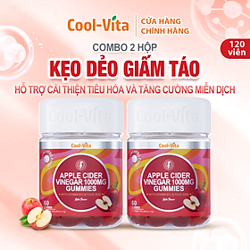 Combo 2 Hộp Kẹo Dẻo Giấm Táo Vitamin B12 Giúp Duy Trì Vóc Dáng, Hỗ Trợ Tiêu Hóa Coolvita (60 viên x 3g)/hộp