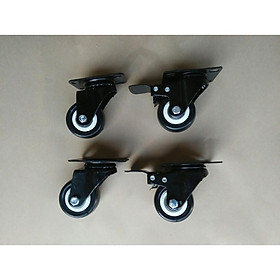 Mua Combo 4 bánh xe đẩy hàng xoay 360 độ  có khóa chống xoay chống trượt loại 5cm nhóm màu viền đen