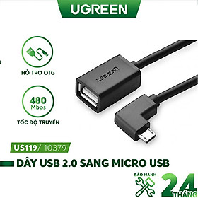 Mua Dây USB2.0 sang Micro USB vuông góc  hỗ trợ OTG dài 15cm UGREEN US119 10379 - Hàng chính hãng