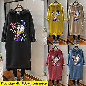 Áo Khoác Hoodie Dáng Dài In Hoạt Hình Dễ Thương Cho Phụ Nữ Mang Thai (40-150Kg)