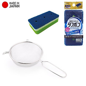 Mua Combo vợt lọc thực phẩm inox Echo φ15cm + mút rửa xoong nồi 2 mặt thô/mịn - made in Japan