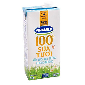 [Chỉ giao HCM] Sữa tươi tiệt trùng Vinamilk 100% không đường hộp giấy 1 lít-3002954