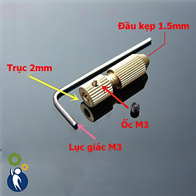 Đầu Kẹp Mũi Khoan 1.5mm Trục 2mm