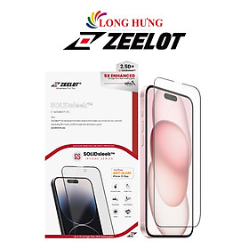 Dán màn hình cường lực Full viền chống vân tay Zeelot dành cho iPhone 15 Pro Max/15 Pro/15 Plus/15/14/13/12/11 - Hàng chính hãng