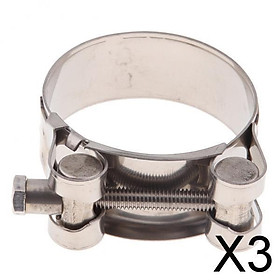3xMotorbike Exhaust Clamp Clip Stainless Steel   Clamps 48-51mm