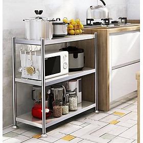 Kệ nhà bếp inox 304 3 tầng 60x77x38cm - Kệ để lò vi sóng đa năng thiết kế thông minh chất liệu inox