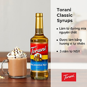 Siro Pha Chế Vị Mắc ca Torani Classic Macadamia Nut Syrup 750ml Mỹ