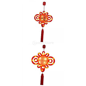 2x LED Spring Festival Pendants Hanging 3D Red for Festival Chinese Knot