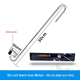 Sủi co2 thanh inox Mufan 20 25 30 35 40 cm siêu mịn treo thành hồ thủy sinh