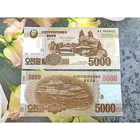 Tiền Bắc Triều Tiên 5000 Won kỷ niệm 100 năm ngay sinh chủ tịch Kim Nhật Thành, mới 100% UNC, tặng phơi nilon bảo quản
