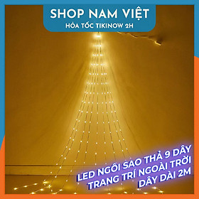 Đèn Ngôi Sao Thả 9 Dây Led Hạt Gạo Trang Trí Ngoài Trời, Treo Cây Thông Giáng Sinh Noel - Sao Thả - Vàng ấm
