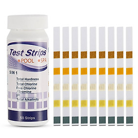 5 In1 Swimming Pool SPA Test Strips Chlorine pH Alkalinity Water Hardness 50Pcs