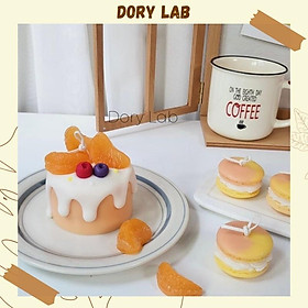 Nến Thơm Handmade Bánh Kem Miếng Cam Phủ Kem Sáp Đậu Nành Thiên Nhiên - Dory Lab