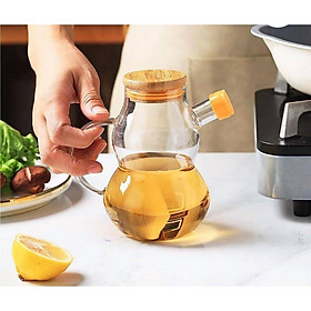 Mua Bình đựng gia vị lỏng  dầu ăn  mắm  dầu oliu... nắp ngỗ tre 500ml dáng hồ lô