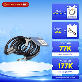 Khóa dây cáp mềm 1150 màu đen ABU: 7mmx1200mm, dây thép bọc nhựa, mở khóa 3 số, trọng lượng 0,3kg - Hoa Sen Home - Hàng chính hãng