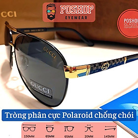 Mắt kính mát nam cao cấp POSHOP gọng kim loại phi công tròng phân cực polaroid chống uv400 GCNAM7006