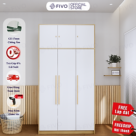 Mua Tủ Đựng Quần Áo Gỗ MDF Lõi Xanh Chống Ẩm Dày 17mm FIVO FC01 Cửa Mở 3 Cánh Ngang 1m2 Phong Cách Hàn Quốc Dễ Dàng Lắp Ráp - Chính Hãng