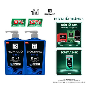 Combo 2 Tắm gội 2 trong 1 Romano hương nước hoa 650g/chai