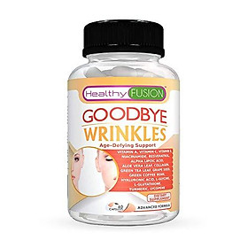 Goodbye Wrinkles – 100% Pure Hydrolized Collagen + Hyaluronic Acid + Alpha-Lipoic Acid + Resveratrol + Vit. E + Turmeric & More – Say Goodbye to Wrinkles – Reveal Hydrated Skin – Extra Strength – 60 C