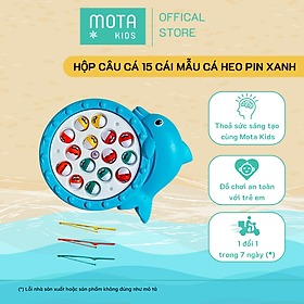 [M617AXANH - Mota Montessori] Đồ chơi cho bé Hộp câu cá 15 cái mẫu cá heo pin xanh - Hàng chính hãng