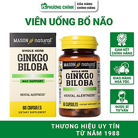 Viên Uống Bổ Não Mason Natural Ginkgo Biloba Hỗ Trợ Tăng Cường Tuần Hoàn Máu Não 60 Viên/Hộp