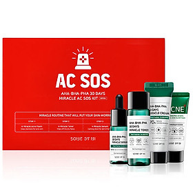 Bộ Sản Phẩm Dành Cho Da Mụn Some By Mi 4 Món AHA-BHA-PHA 30 Days Miracle AC SOS Kit
