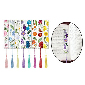 8 Pieces Flower Acrylic Bookmarks Transparent Floral Bookmarks Colorful Flower Page Marker Reading Book Markers with Colorful Tassels, 8 Styles