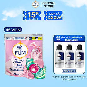 Viên giặt Quần áo arFUM 5 trong 1 MỚI thơm tinh dầu nước hoa, khử khuẩn 99% - 4 mùi hương (túi 45 viên)