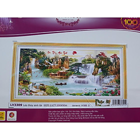 Tranh thêu chữ thập lưu thủy sinh tài LV3309 - 200 x 90 cm - chưa thêu