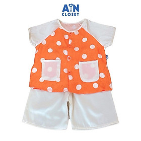 Bộ quần áo Bà Ba Lửng bé gái họa tiết Bi Lụa Cam - AICDBGYHOS67 - AIN Closet