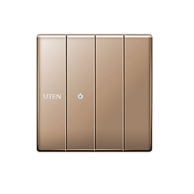 Mua Công tắc vuông Uten - Công Tắc bốn 1 Chiều Uten Z9 mặt kính màu vàng gold màu ghi
