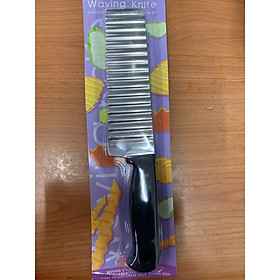 Mua Dao cắt  thái rau củ  hoa quả hình sóng inox chuôi đen dầy dặn dễ cầm 25x5cm - ANTH326