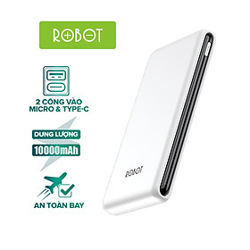 Pin Sạc Dự Phòng 10.000mAh ROBOT RT180 - 2 Cổng Sạc Vào Type-C/Micro, Kích Thước Mỏng và Nhẹ - HÀNG CHÍNH HÃNG
