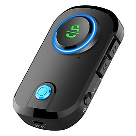 Bluetooth v5.0 Transmitter and Receiver, 2-in-1 Wireless Audio Transmitter Receiver, Stereo Audio Aux Bluetooth Dongle for PC
