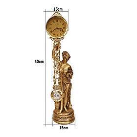 Mua Đồng hồ quả lắc để bàn DH100thieunu - Đồng hồ để bàn cổ điển đẹp sang trọng kích thước  15 x 15 x 60 cm để kệ tủ trang trí phòng khách nhà ở.