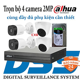 Mua Combo trọn bộ 4 camera HDCVI Dahua 2MP hàng chính hãng DSS Việt Nam