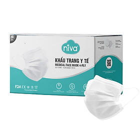 KHẨU TRANG NIVA Y TẾ 4 LỚP 20 CHIẾC HỘP - GIAO MÀU NGẪU NHIÊN XANH TRẮNG