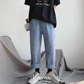 Quần jeans xanh trơn Regular-fit Jeans mã JM01