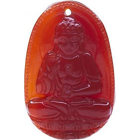 Mặt dây chuyền Đức Phật A Di Đà Mã Não Đỏ tự nhiên - Phật Bản Mệnh Cho Người Tuổi Tuất, Hợi - PBMRAGA08 (Mặt kèm sẵn dây đeo)